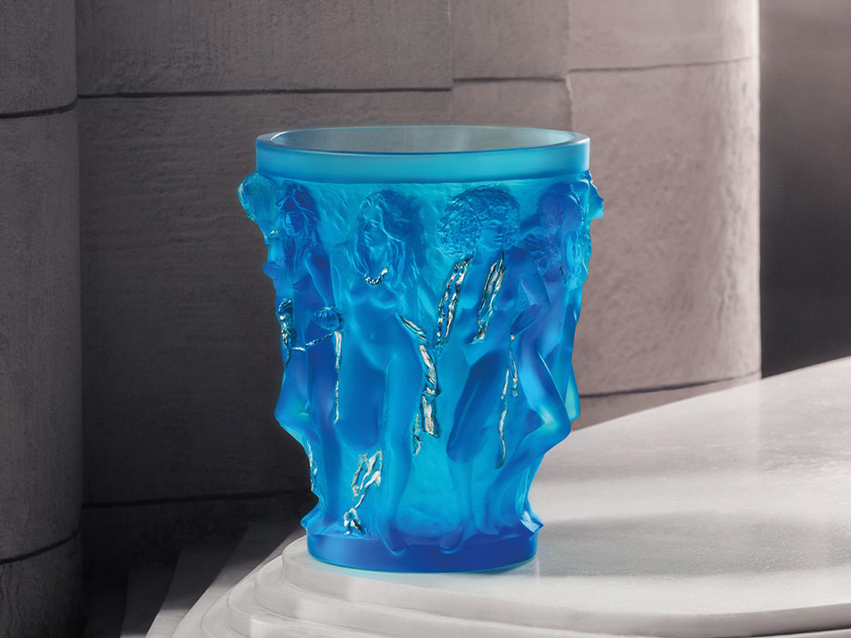 Lalique Sirenes Vase Light Blue