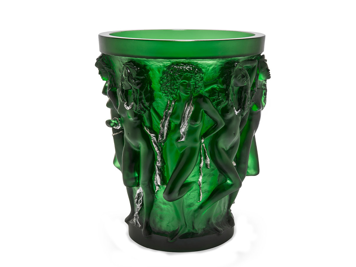 Lalique Sirenes Vase Green