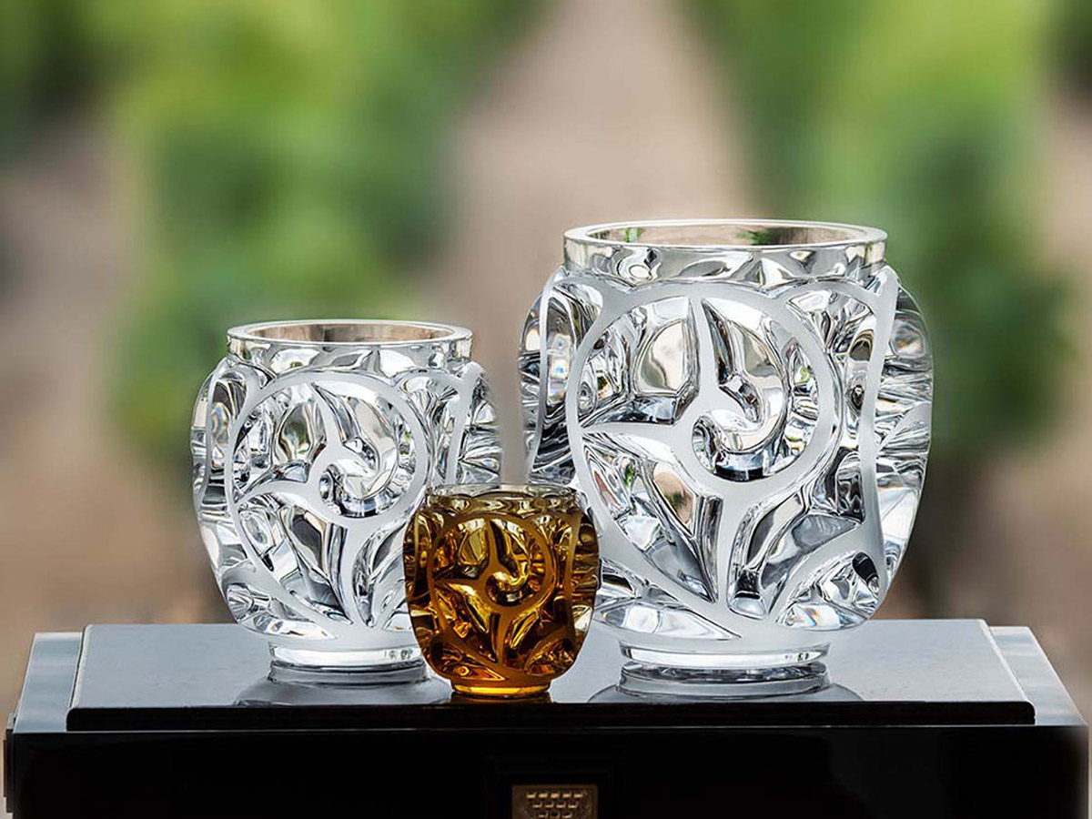 Lalique Tourbillons Small Vase Amber