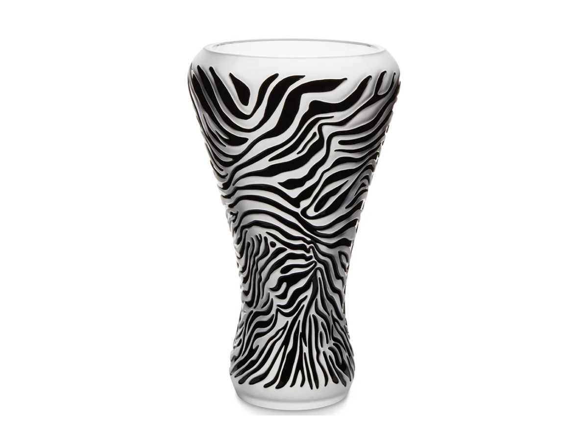 Lalique Zebre Vase Clearblack Enameled