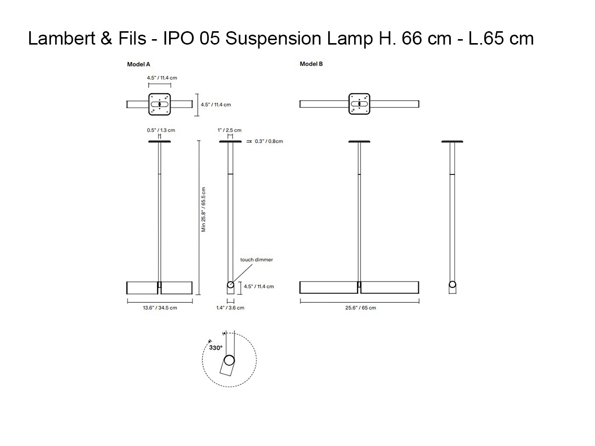 Lambert Fils Ipo 05 Suspension Lamp H 66 Cm L65 Cm