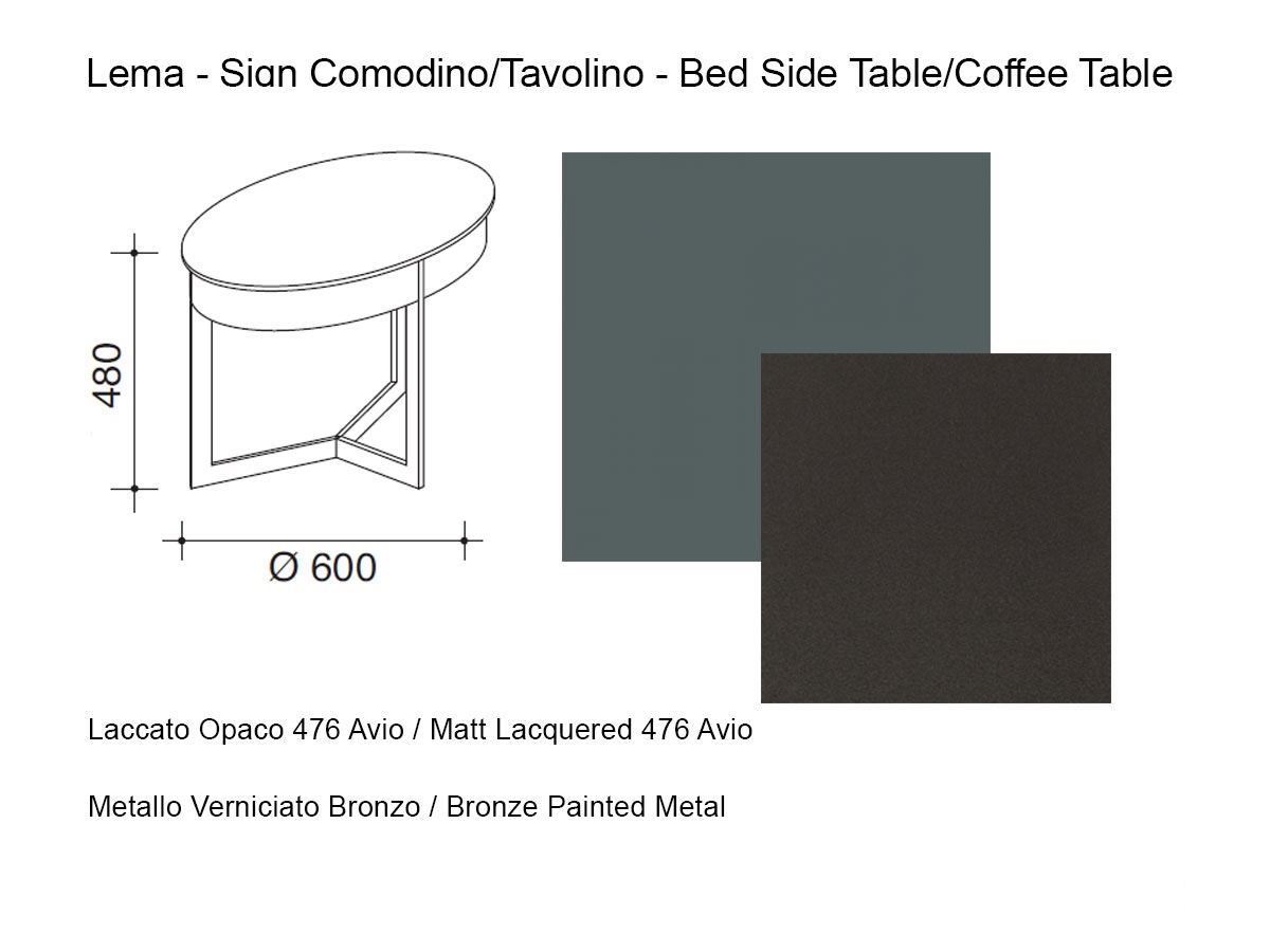 Lema Sign Coffee Table Bed Side Table O 60 Cm 476 Avio