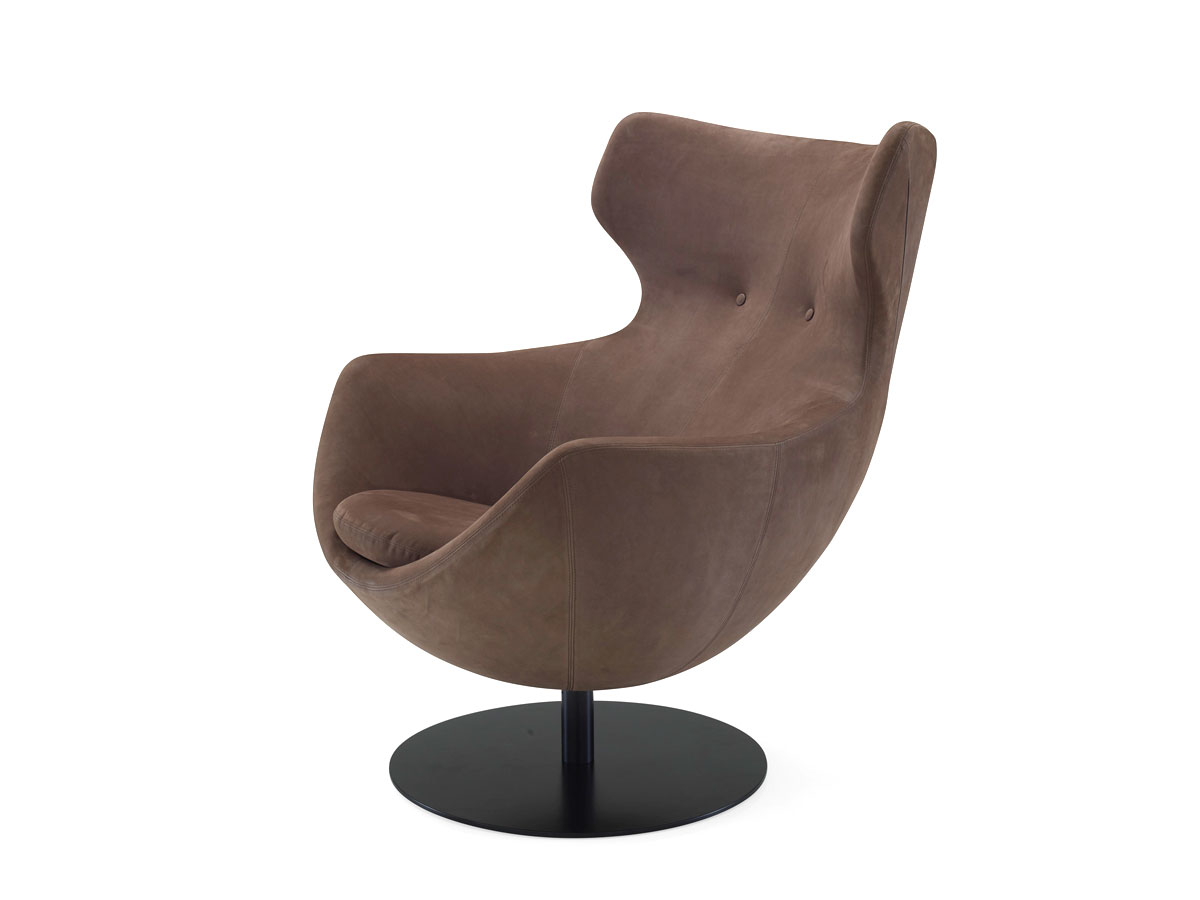 Ligne Roset Jupiter Armchair Leather Soft Touch Chataigne