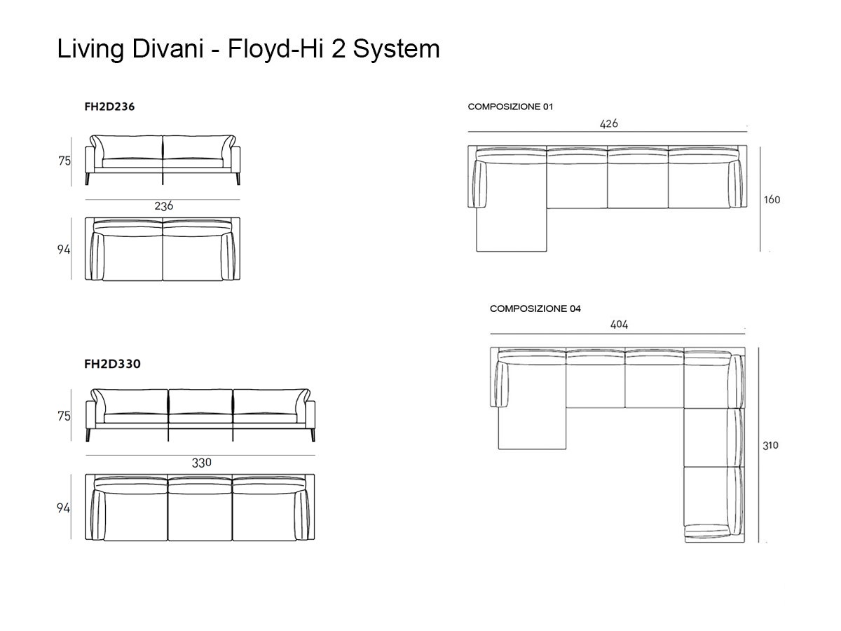 Living Divani Floyd Hi 2 System Sofa Collection