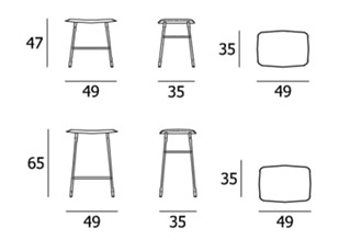 Living Divani Hinge Stool With Upholstered Seat