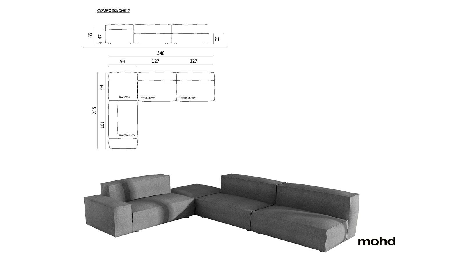 Living Divani Neowall Sofa Modular Compositions