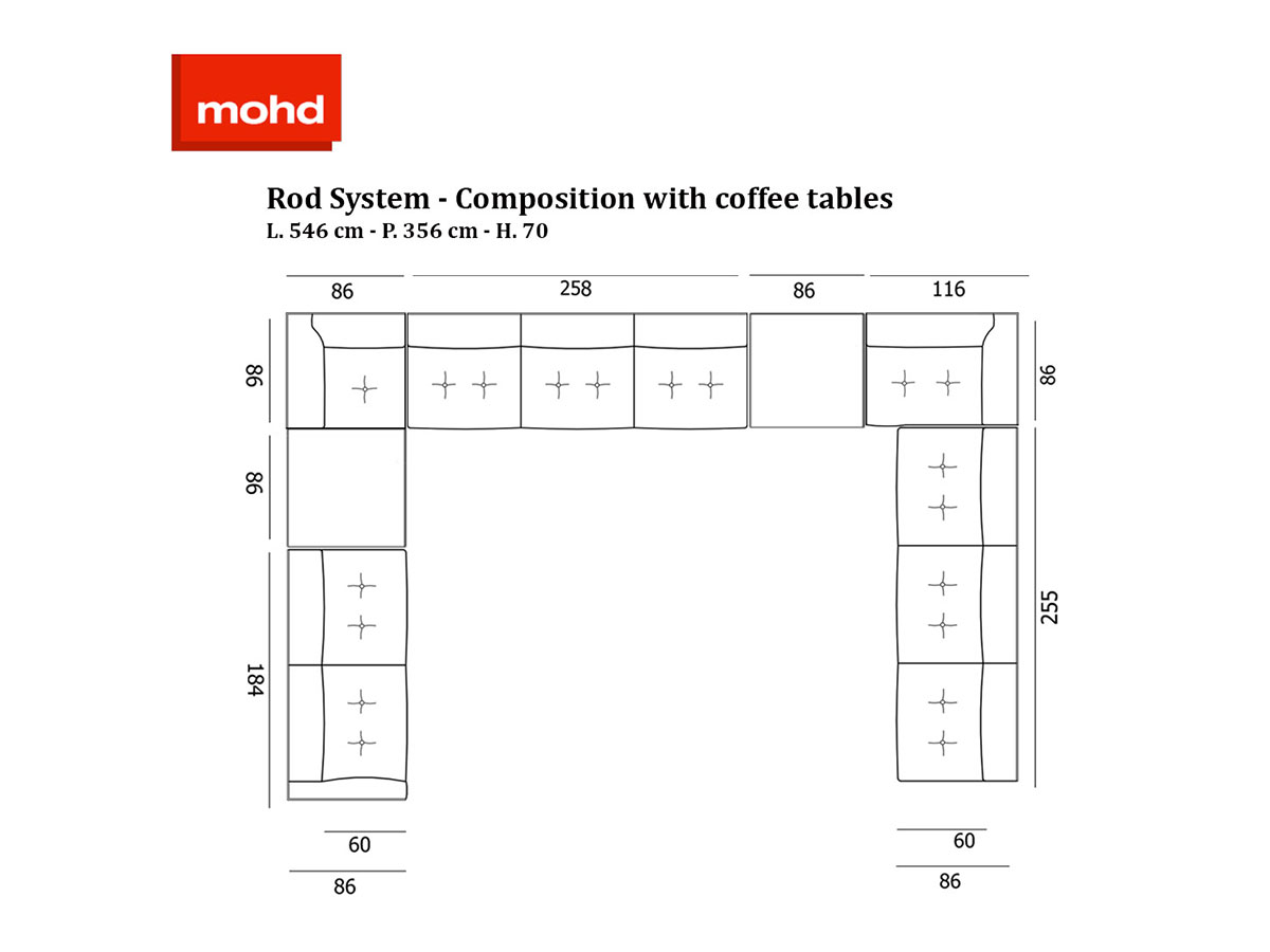 Living Divani Rod System Modular Sofa