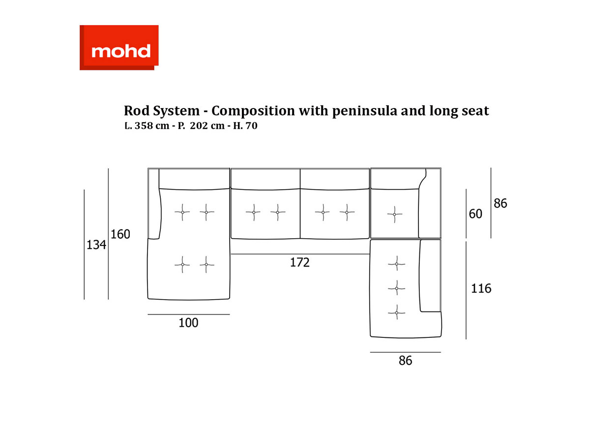 Living Divani Rod System Modular Sofa