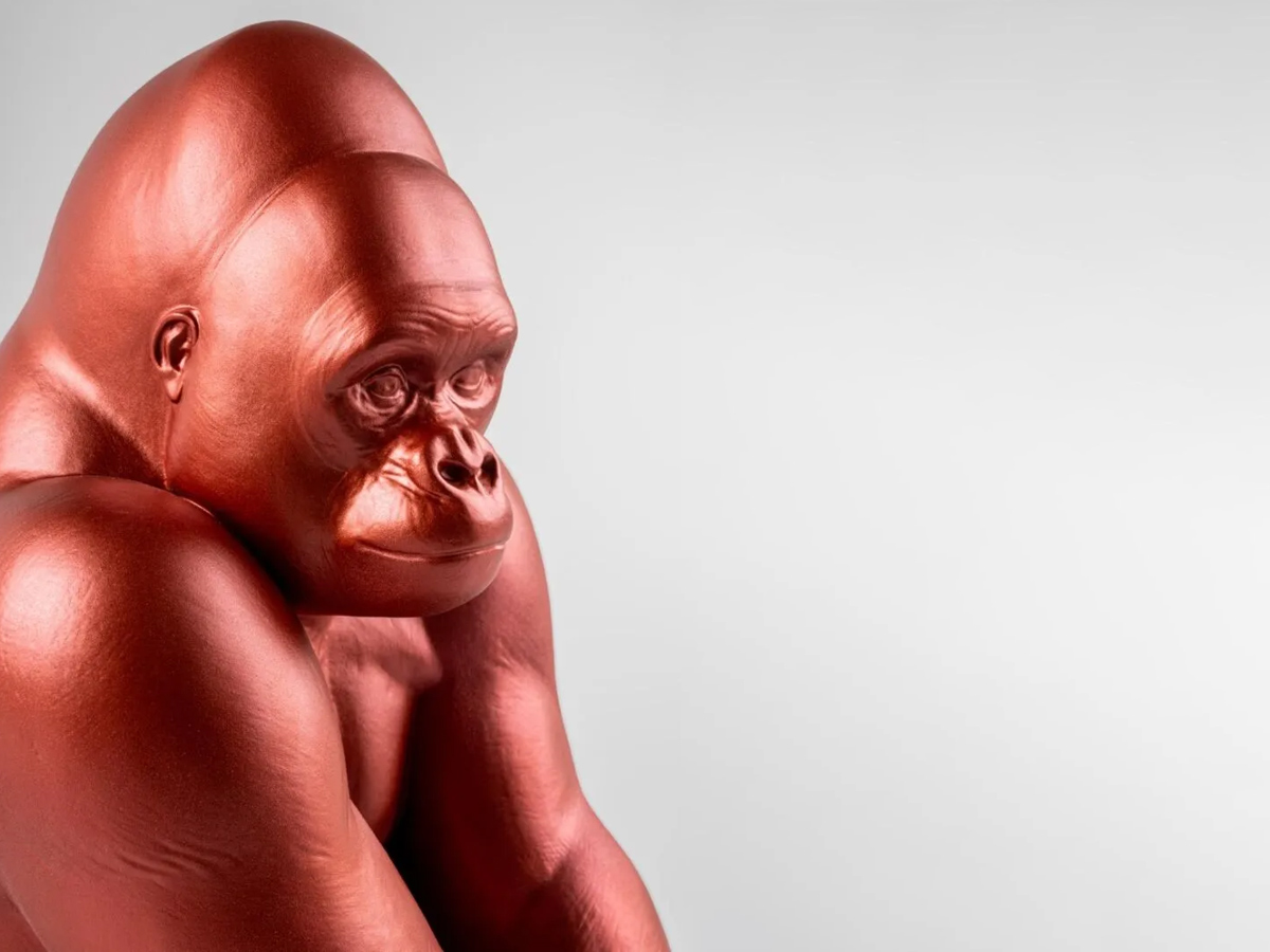 Lladró Gorilla Sculpture Metallic Red