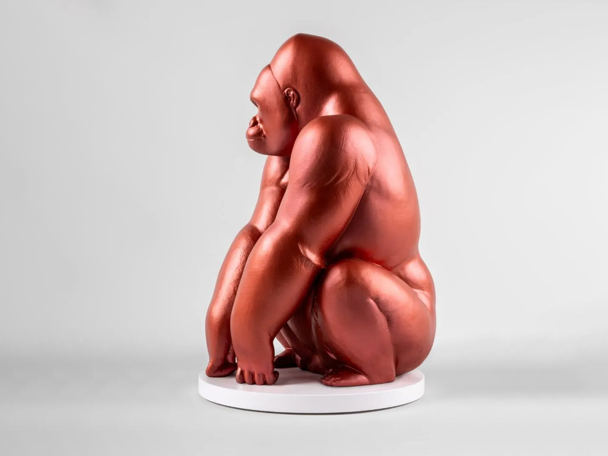 Lladró Gorilla Sculpture Metallic Red