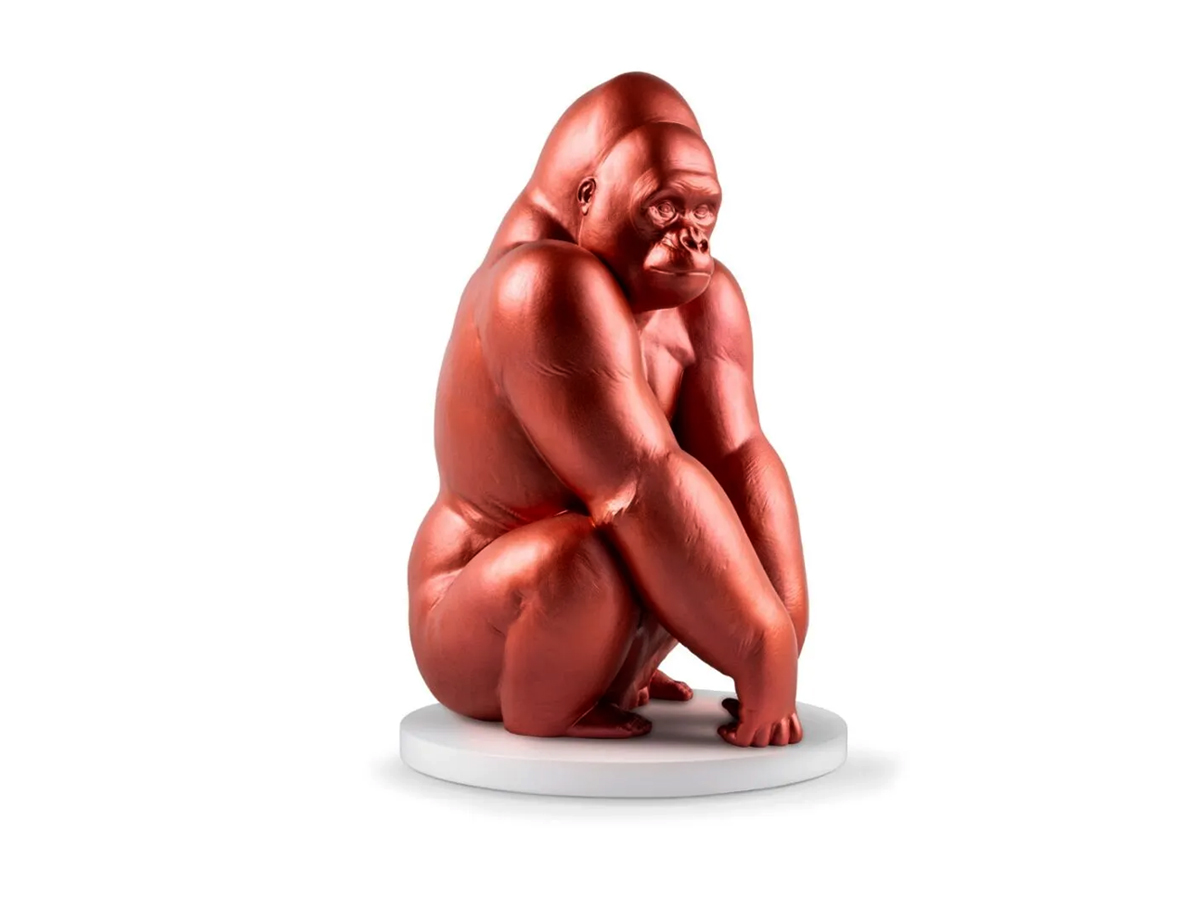 Lladró Gorilla Sculpture Metallic Red