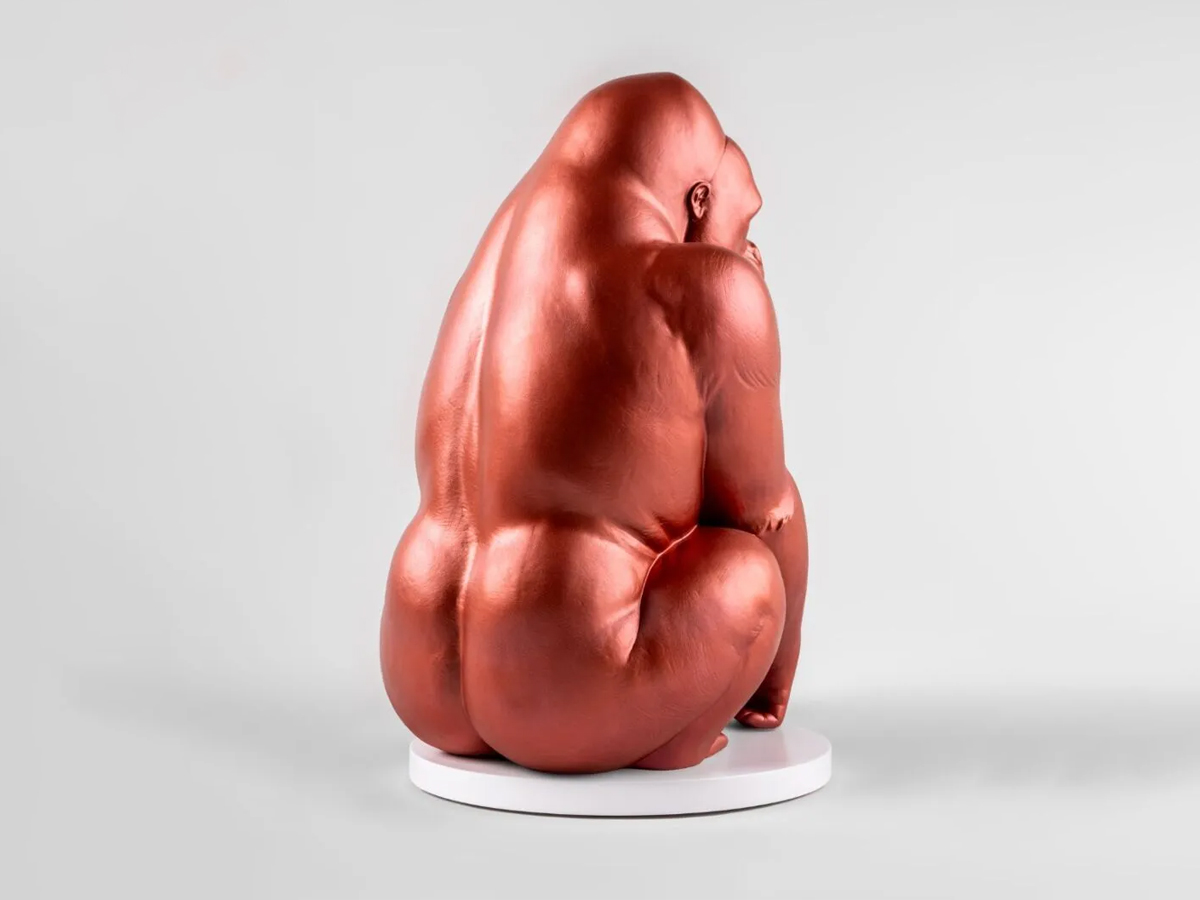 Lladró Gorilla Sculpture Metallic Red