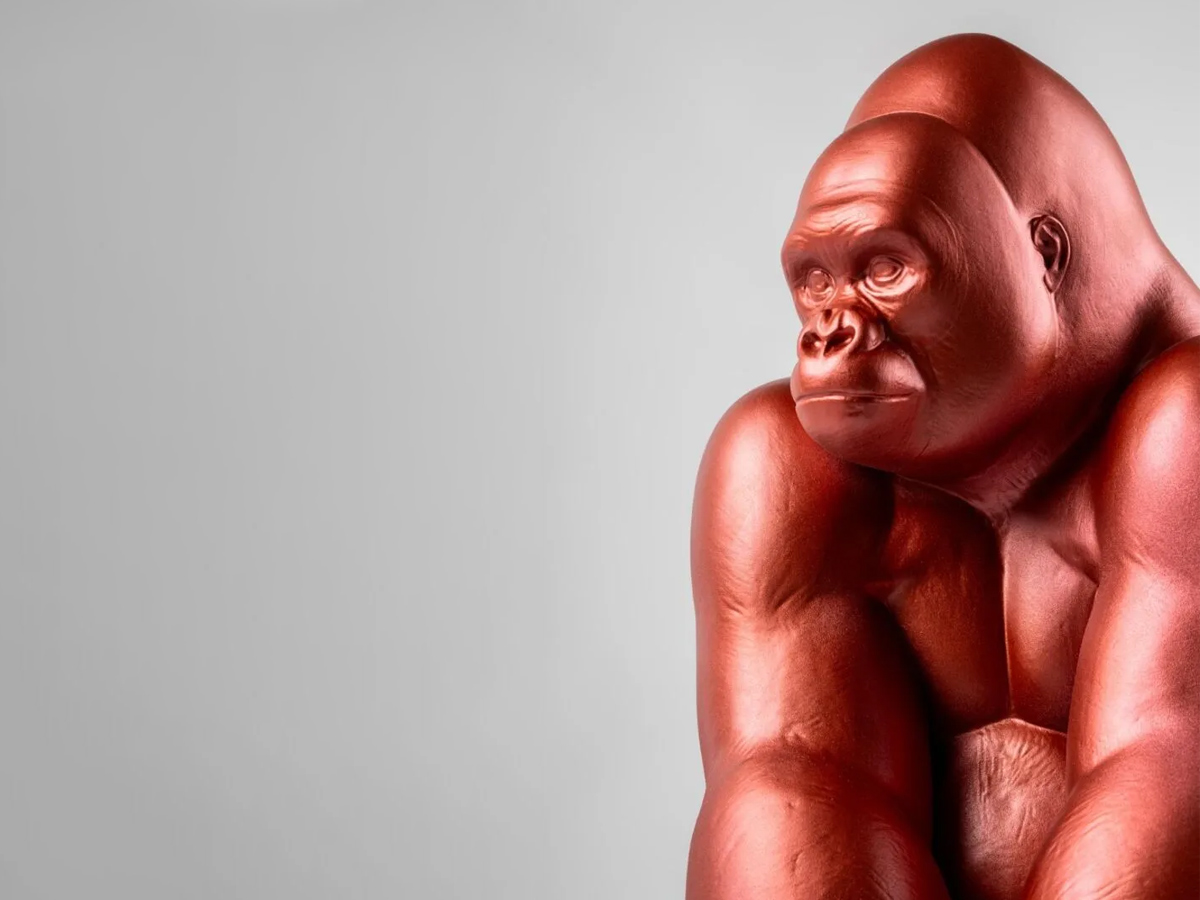 Lladró Gorilla Sculpture Metallic Red