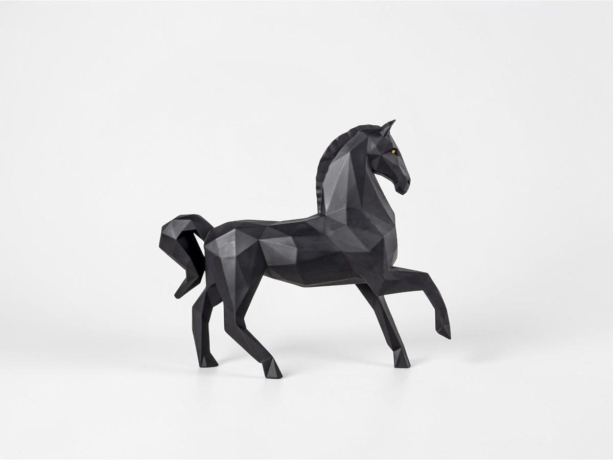 Lladró Horse Sculpture Matte Black