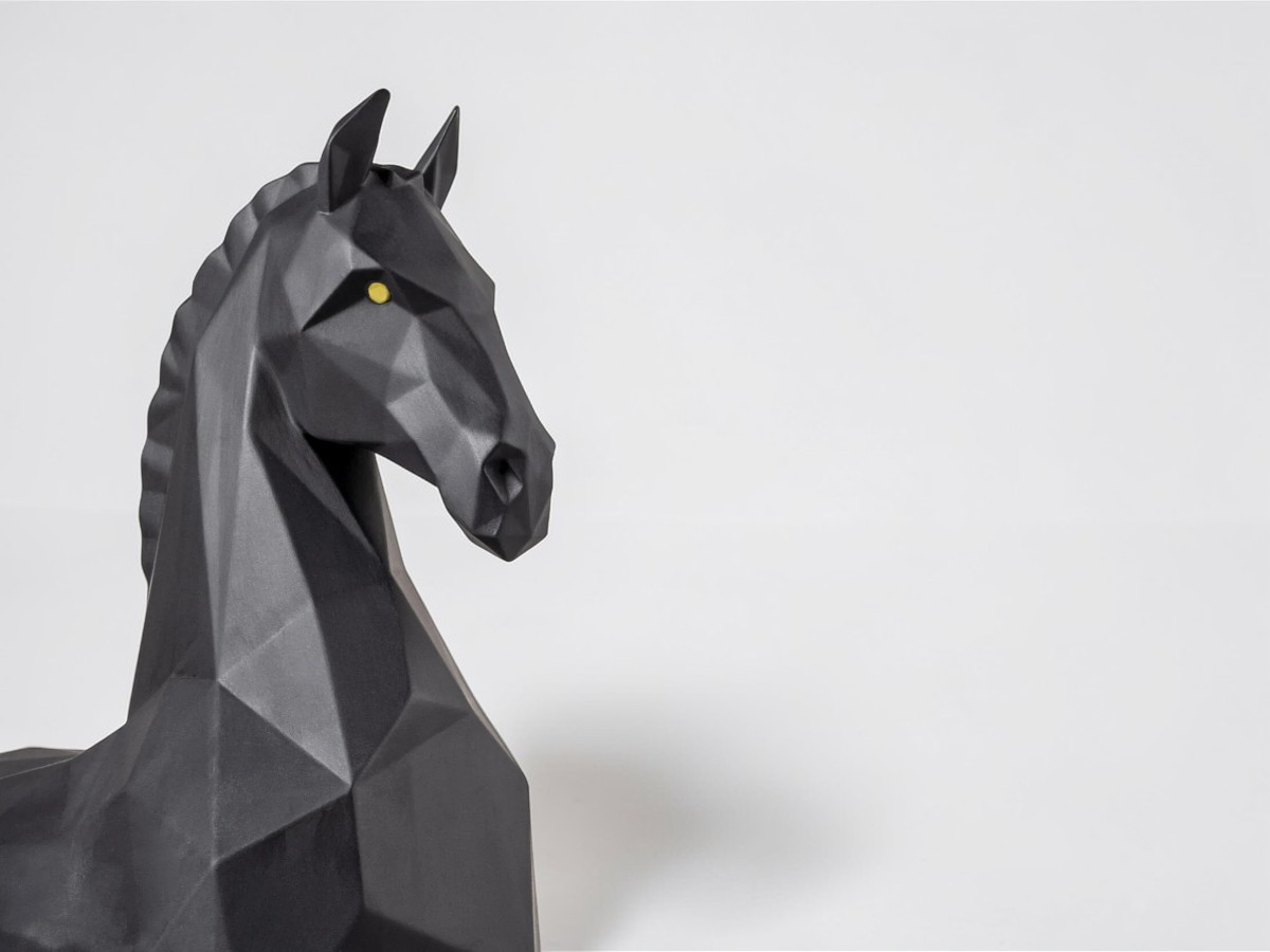 Lladró Horse Sculpture Matte Black