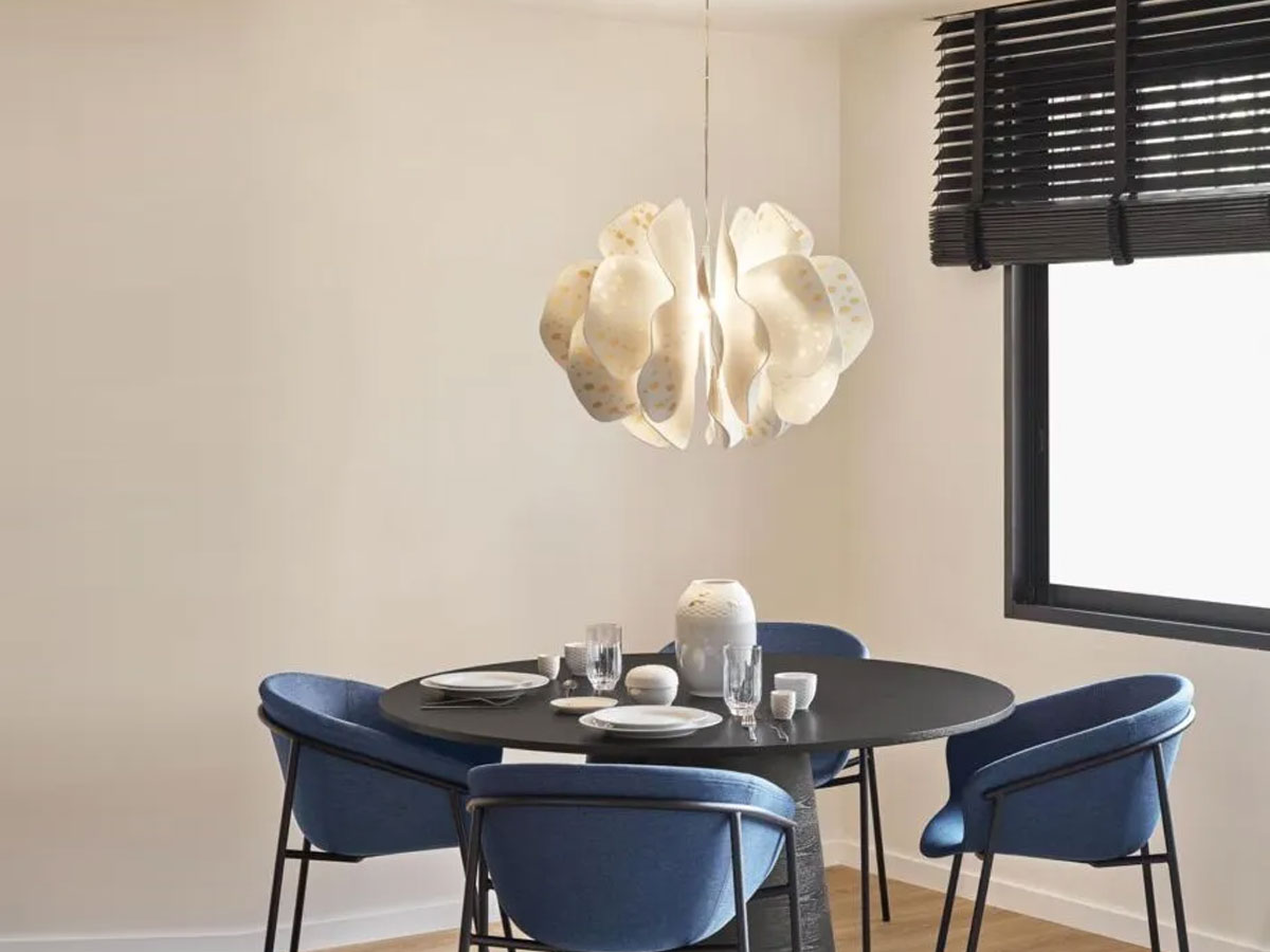 Lladró Nightbloom White And Gold Suspension Lamp