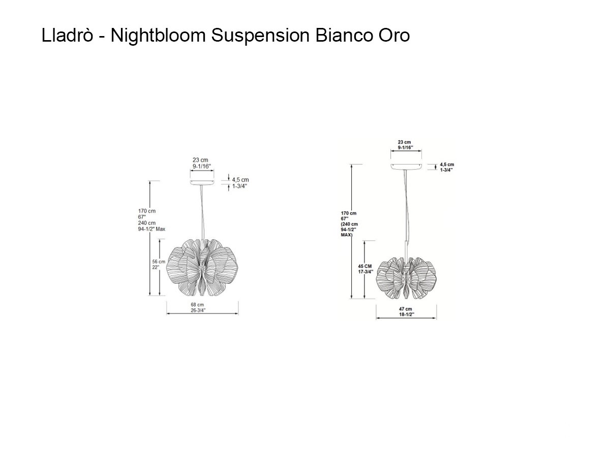 Lladró Nightbloom White And Gold Suspension Lamp