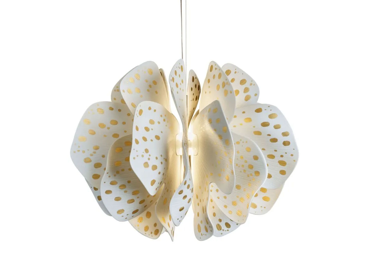 Lladró Nightbloom White And Gold Suspension Lamp