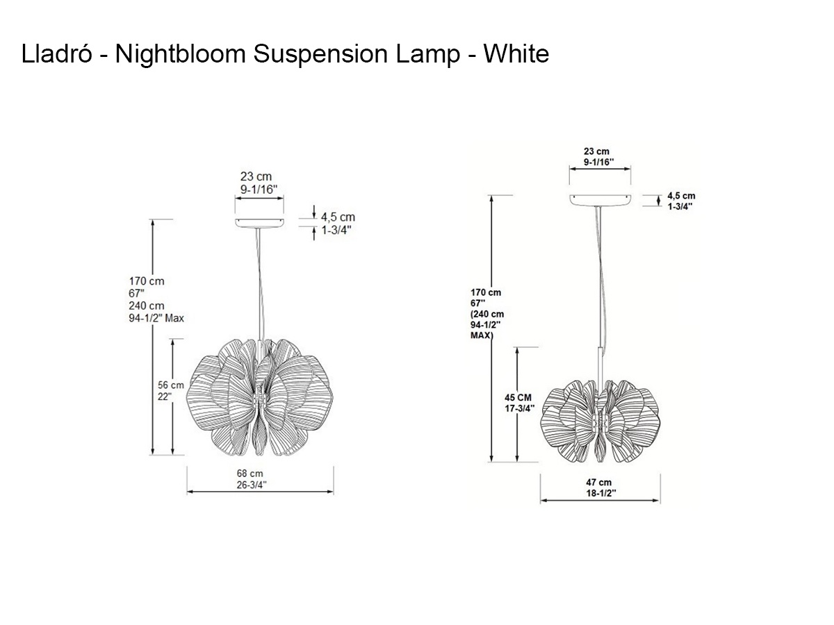 Lladró Nightbloom Suspension Lamp White
