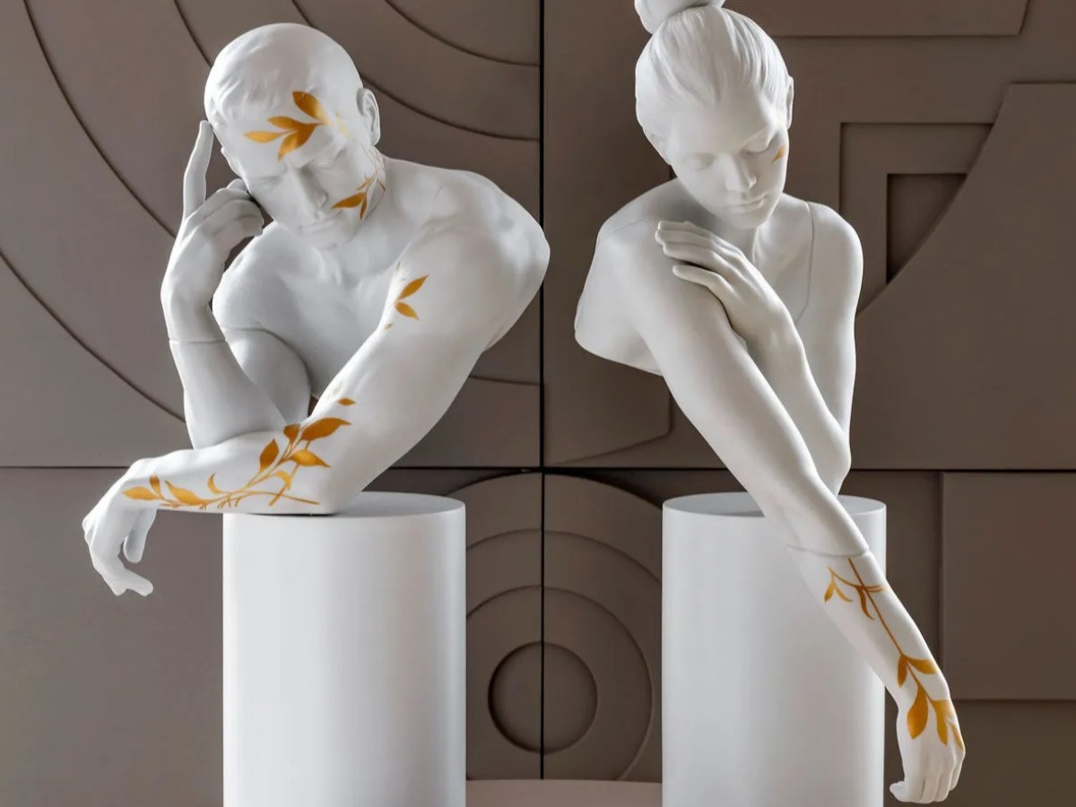 Lladró Reflections Of Nature Him Sculpture White And Gold