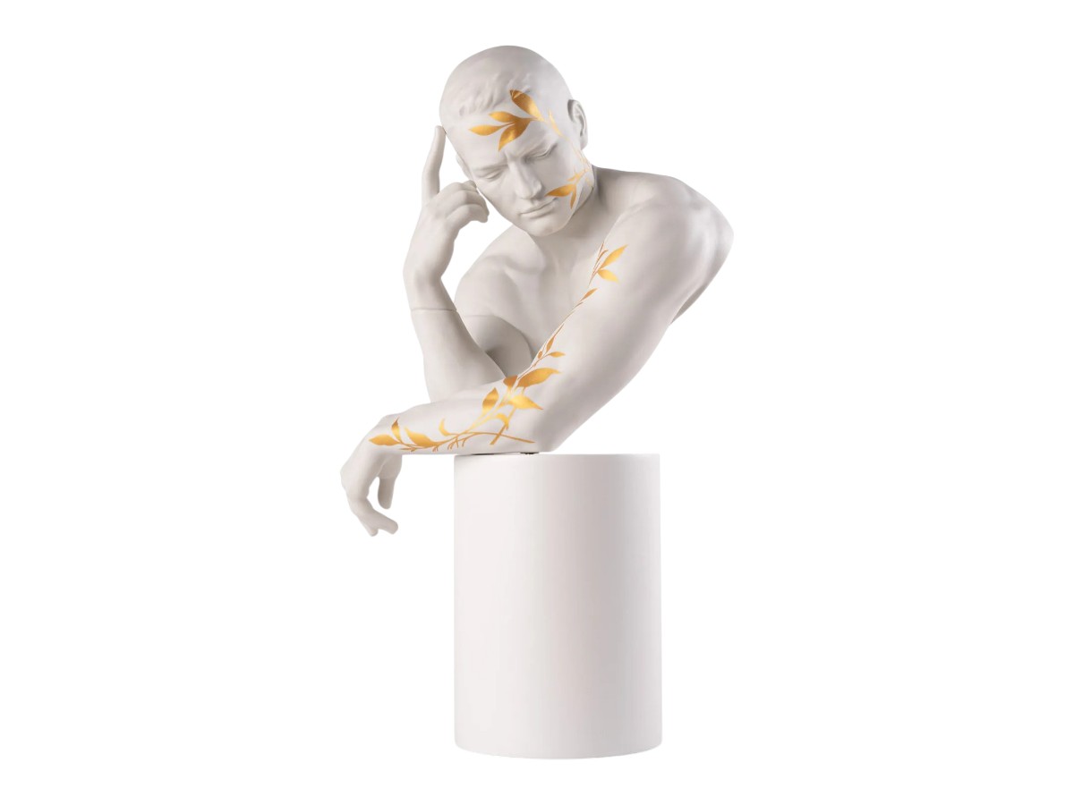 Lladró Reflections Of Nature Him Sculpture White And Gold