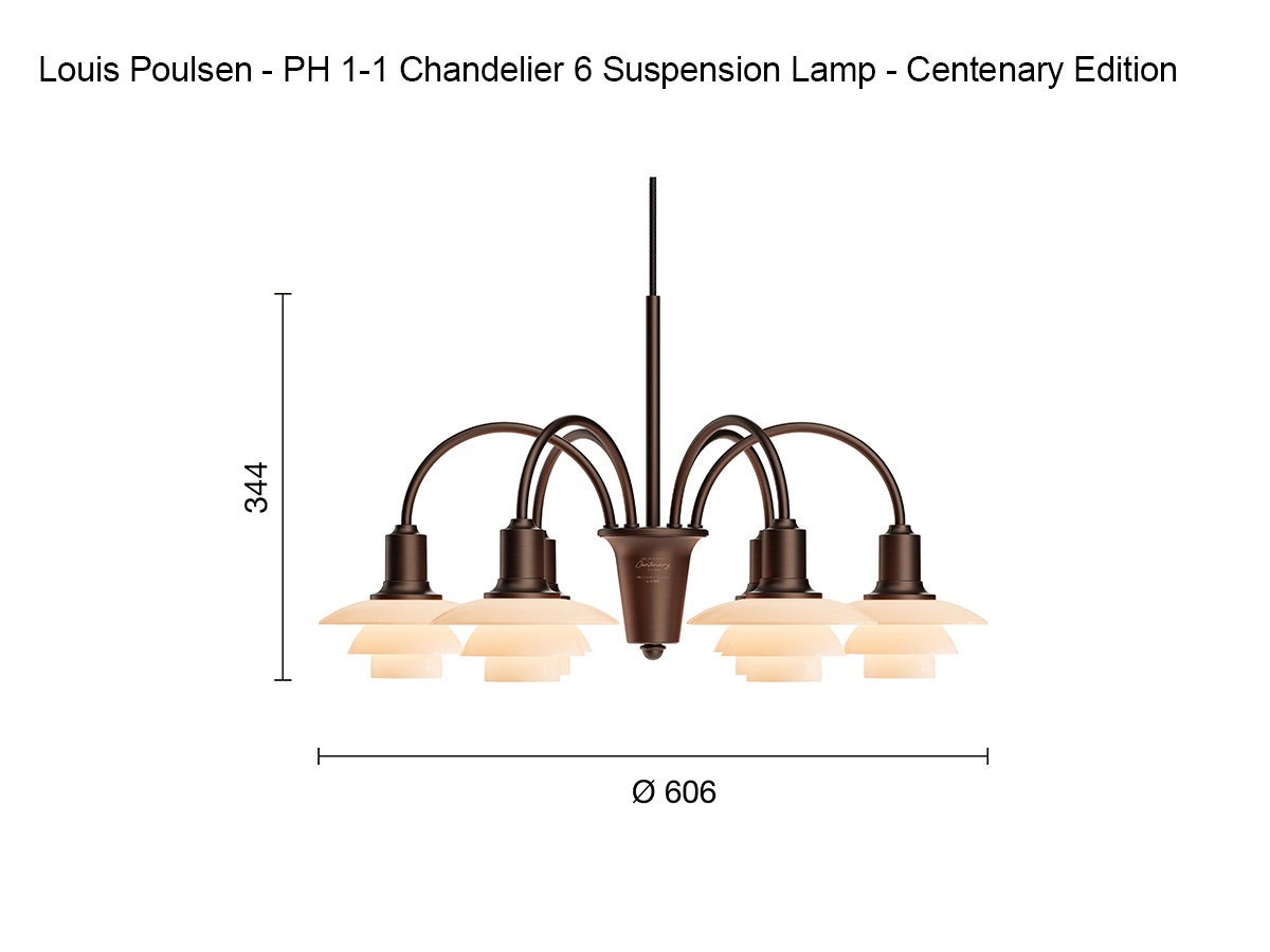 Louis Poulsen Ph 1 1 Chandelier 6 Suspension Lamp Edition Del Centenario