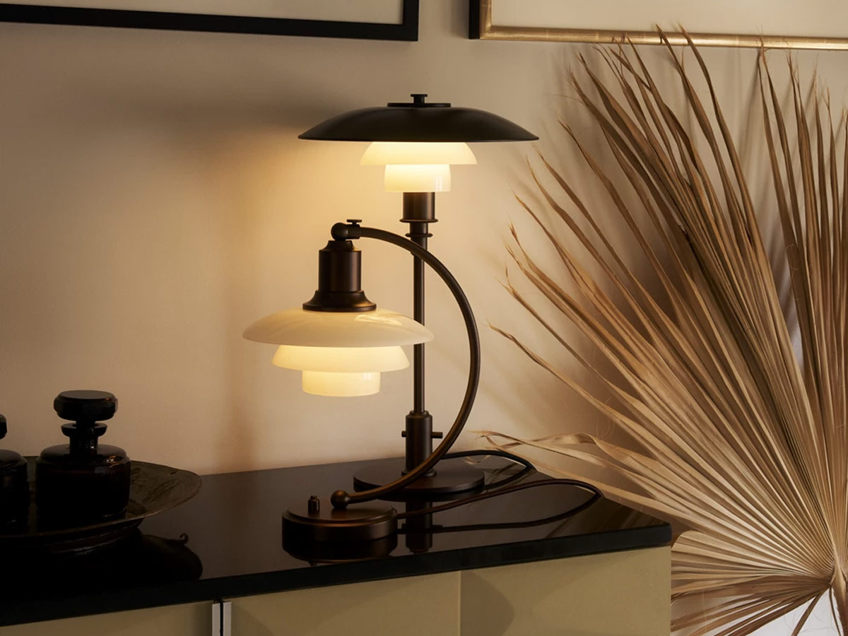 Louis Poulsen Ph 22 Luna Aged Brass Opal Table Lamp