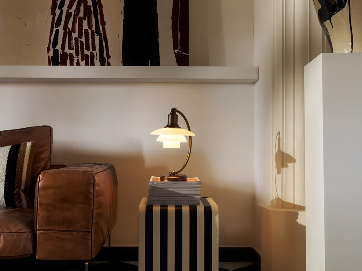 Louis Poulsen Ph 22 Luna Aged Brass Opal Table Lamp