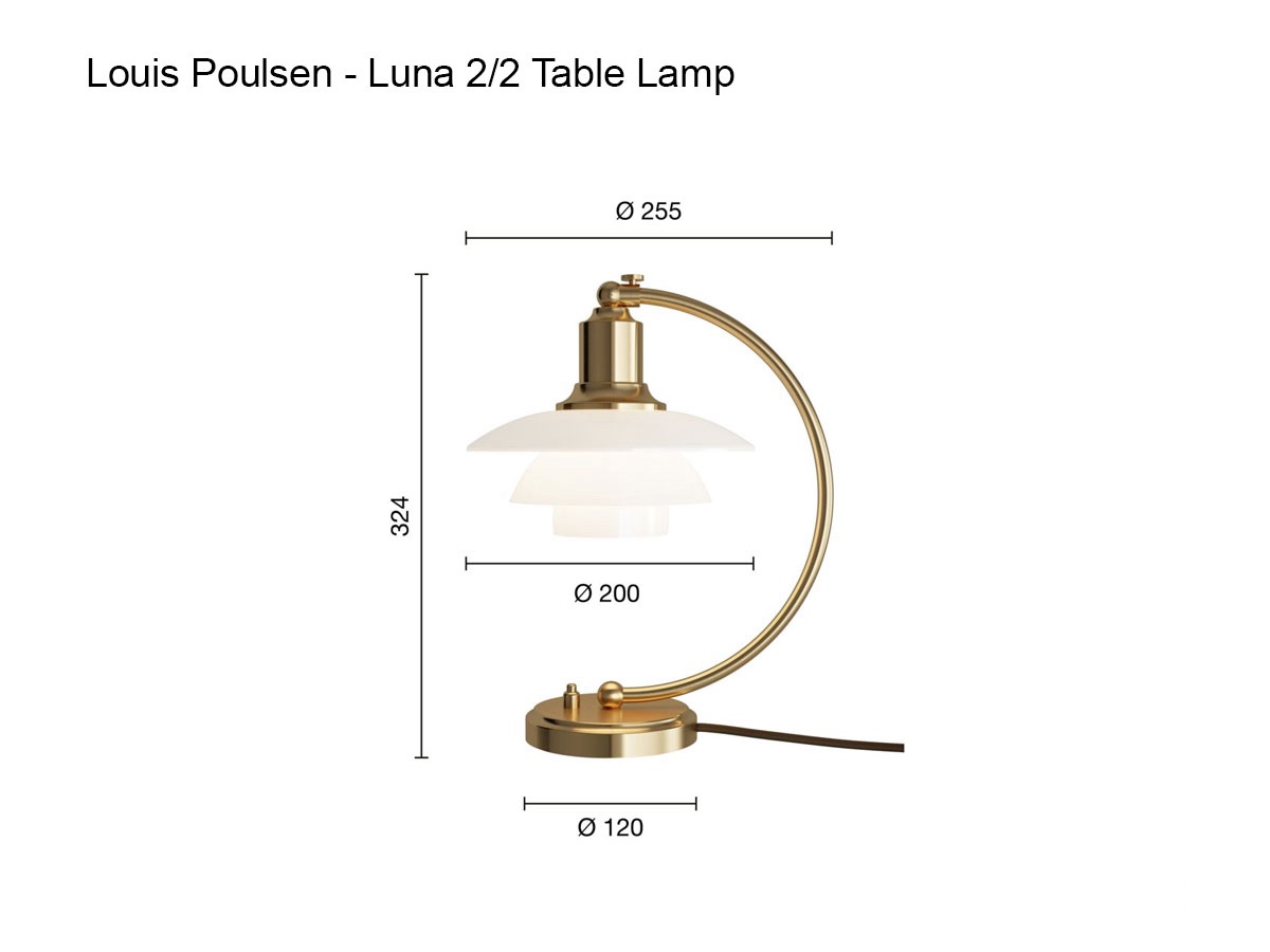 Louis Poulsen Ph 22 Luna Aged Brass Opal Table Lamp