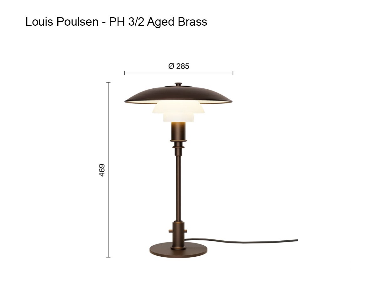 Louis Poulsen Ph 32 Aged Brass Opal Table Lamp