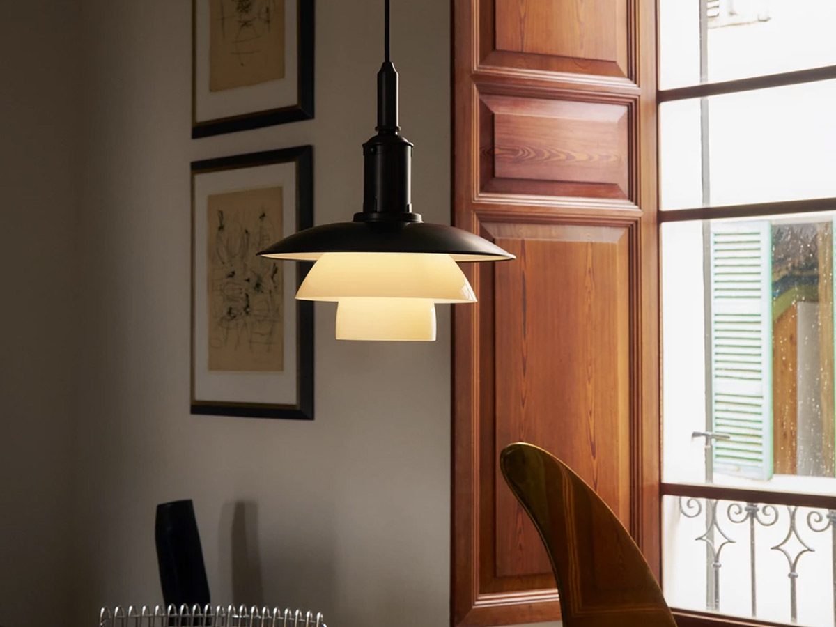 Louis Poulsen Ph 33 Aged Brass Opal Suspension Lamp