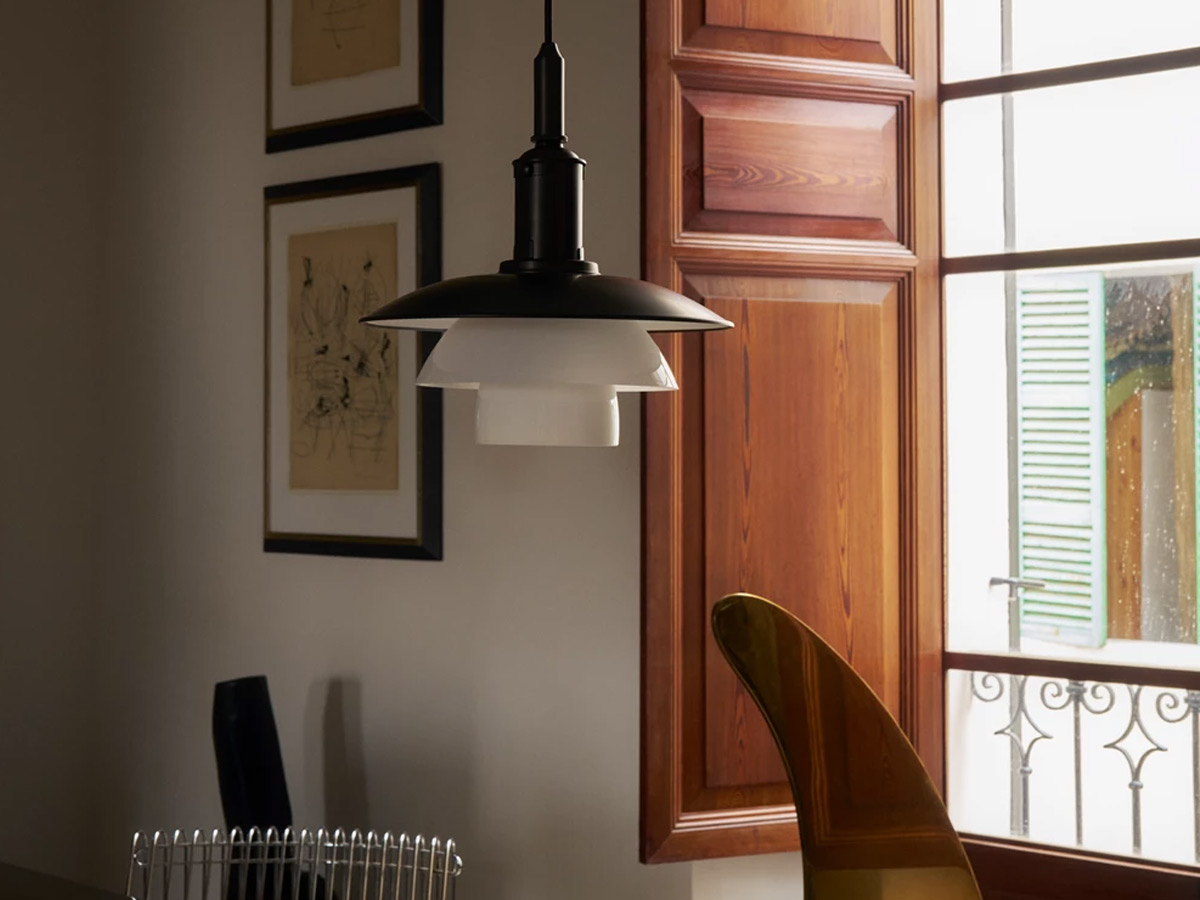 Louis Poulsen Ph 33 Aged Brass Opal Suspension Lamp