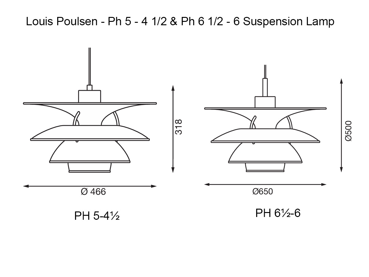 Louis Poulsen Ph 5 4 12 And Ph 6 12 6 Suspension Lamp