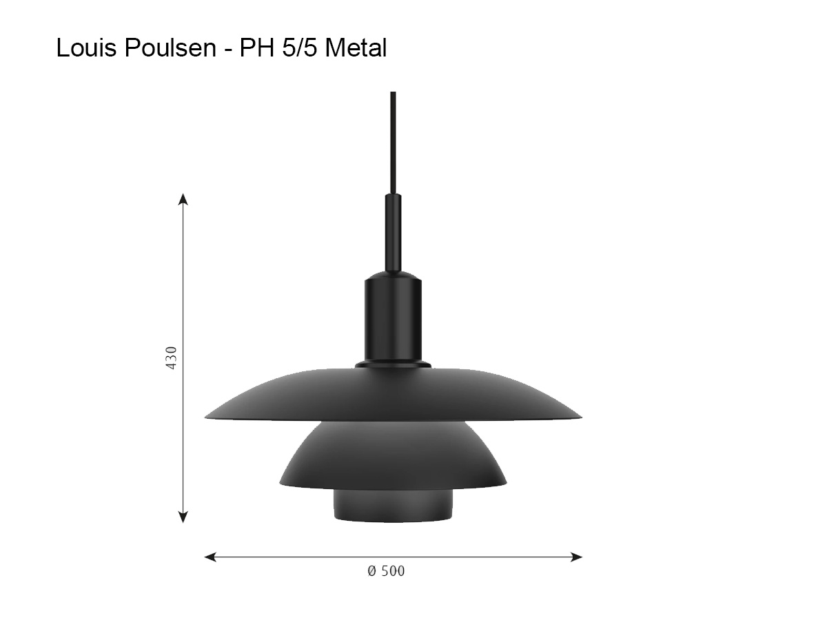 Louis Poulsen Ph 55 Metal Suspension Lamp
