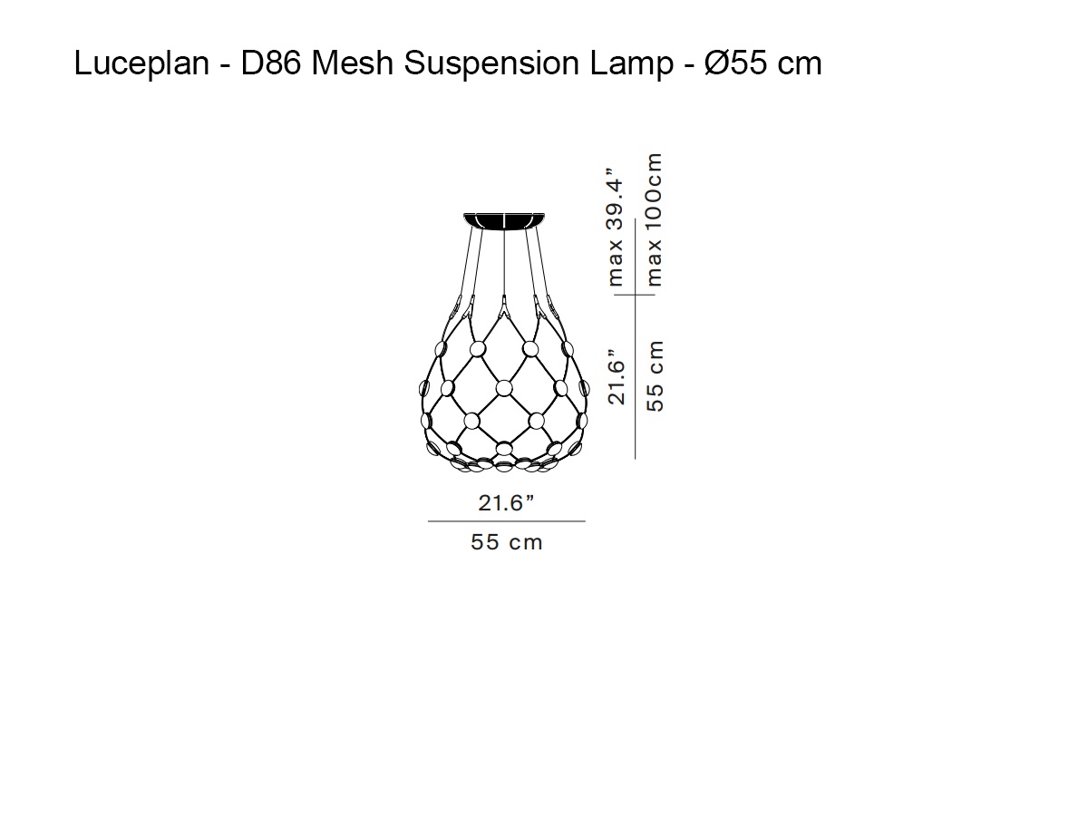 Luceplan D86 Mesh Suspension Lamp O 55 Cm