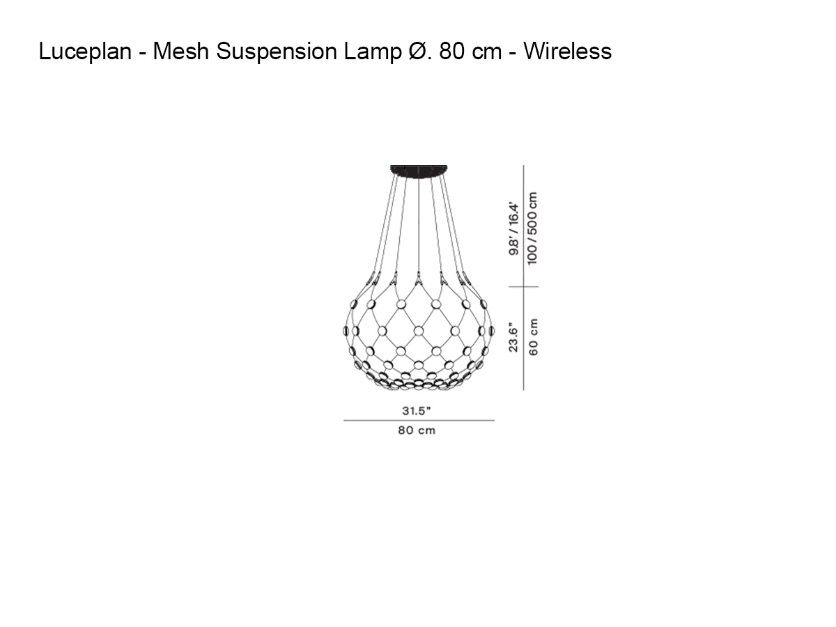 Luceplan Mesh Suspension Lamp O 80 Cm Wireless