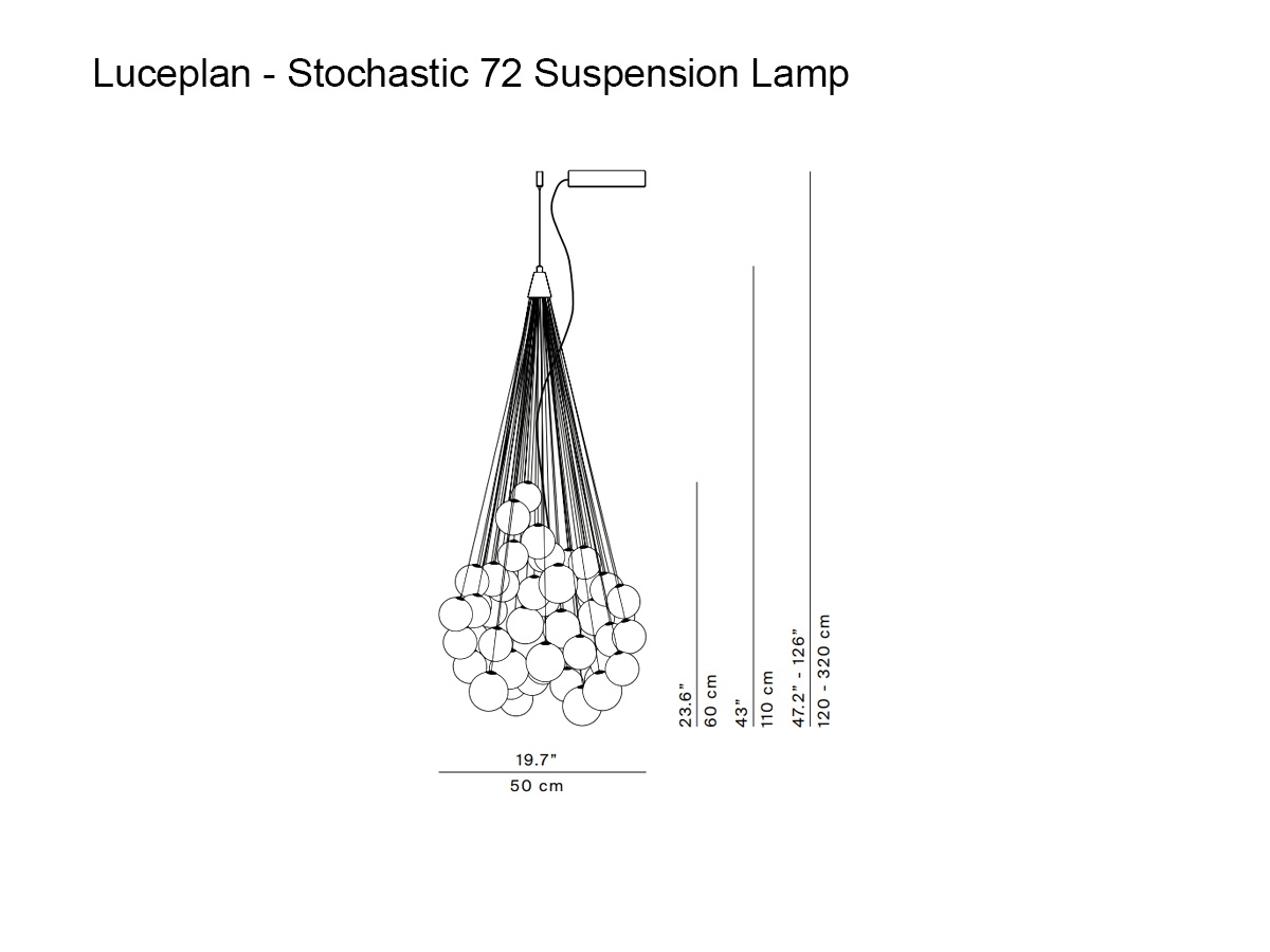 Luceplan Stochastic 72 Suspension Lamp Opal 2700k