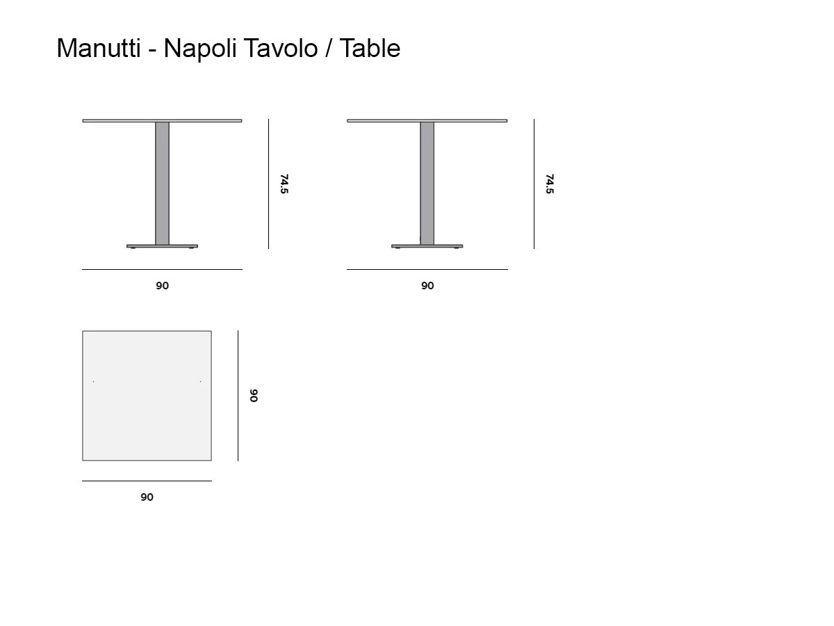 Manutti Napoli Outdoor Table Bistro 90x90