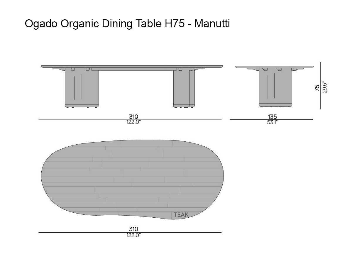 Manutti Ogado Organic Dining Table H75