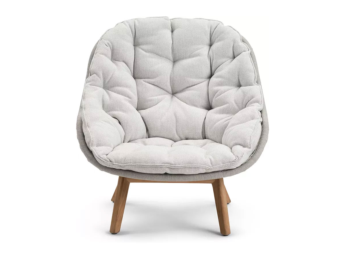 Manutti Sandua Outdoor Lounge Chair High Back Teak C145 Salty White Cushion
