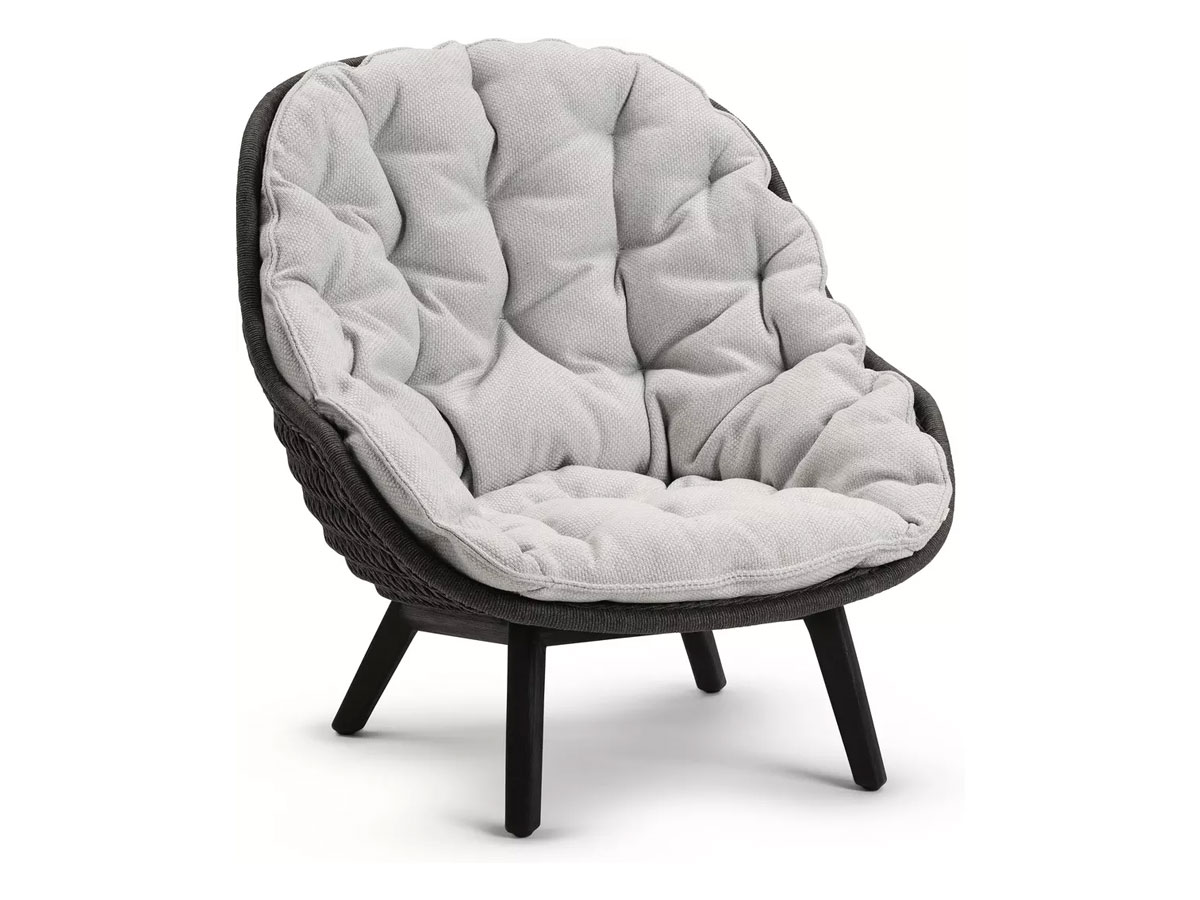 Manutti Sandua Outdoor Lounge Chair High Back Teak C145 Salty White Cushion