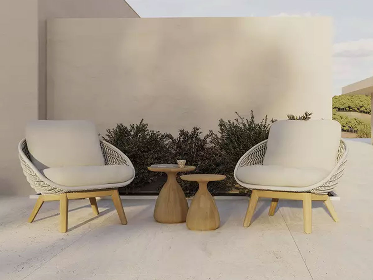 Manutti Sandua Outdoor Lounge Chair Teak Catb C145 Salty White Cushion