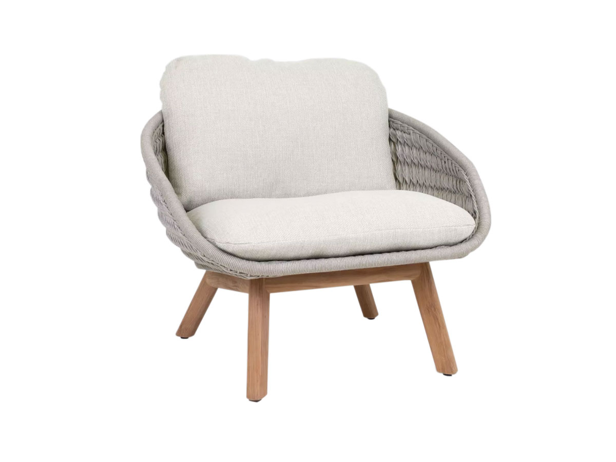 Manutti Sandua Outdoor Lounge Chair Teak Catb C145 Salty White Cushion