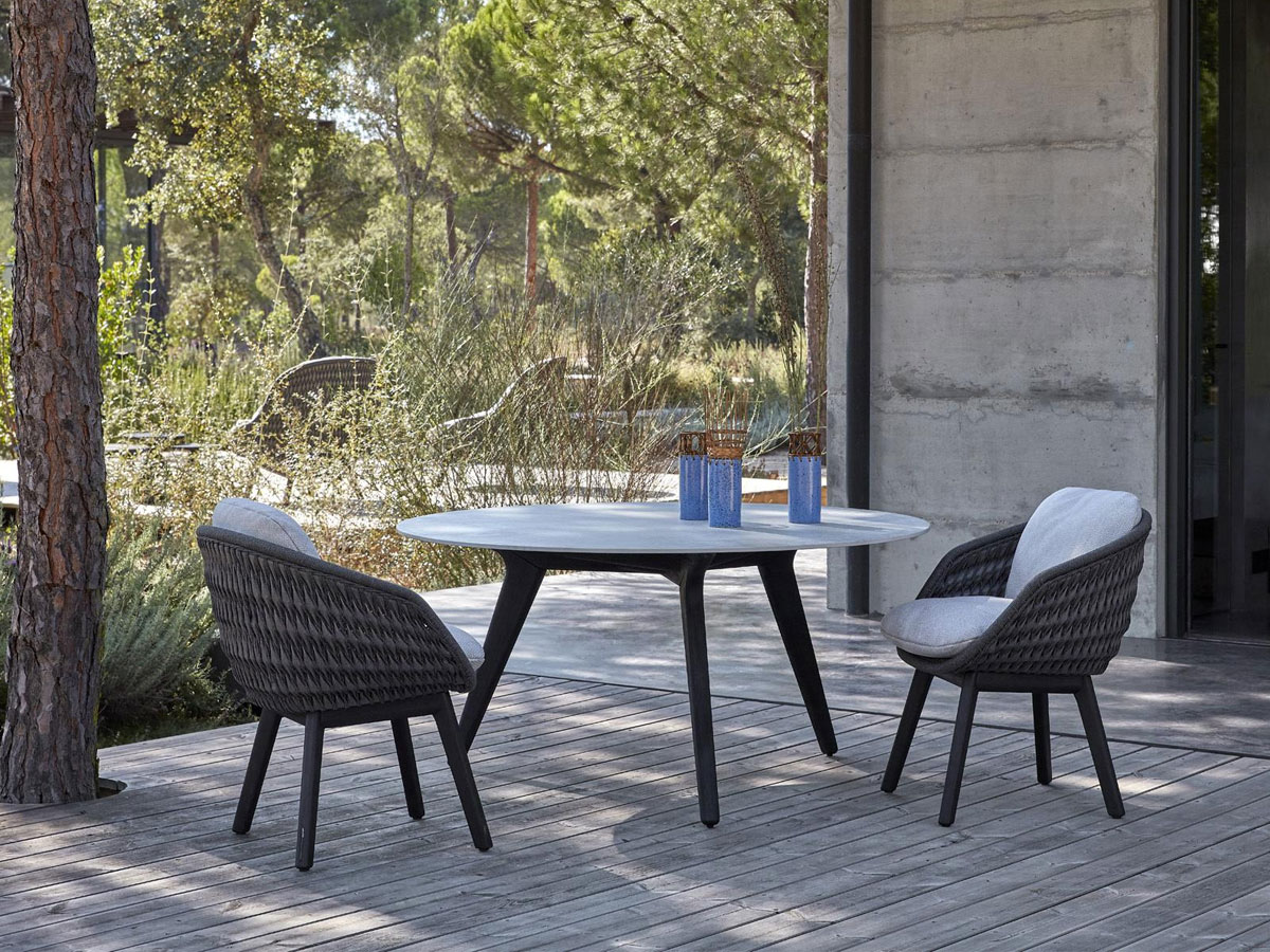 Manutti Sandua Dining Chair Teak C145 Salty White Cushion