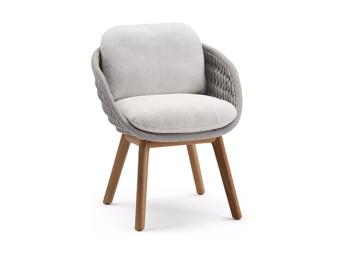 Manutti Sandua Dining Chair Teak C145 Salty White Cushion