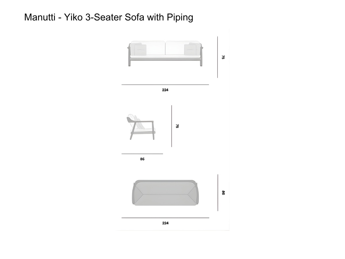Manutti Yiko 3 Seater Sofa With Piping