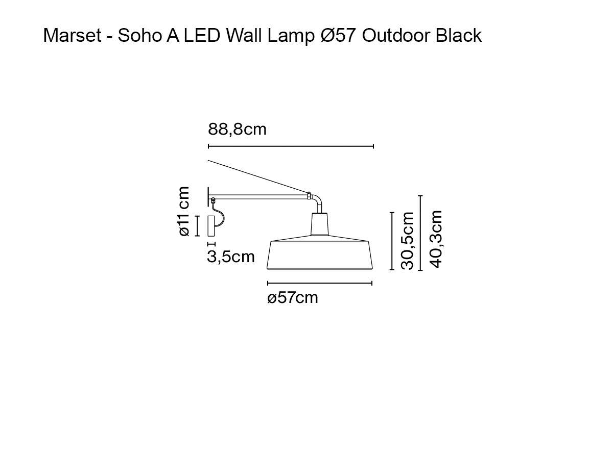 Marset Soho A Led Wall Lamp O57 Outdoor Black