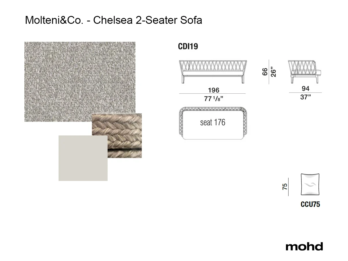 Molteni C Chelsea Outdoor Sofa 2 Seater Nuvia White Saturno Os 5222
