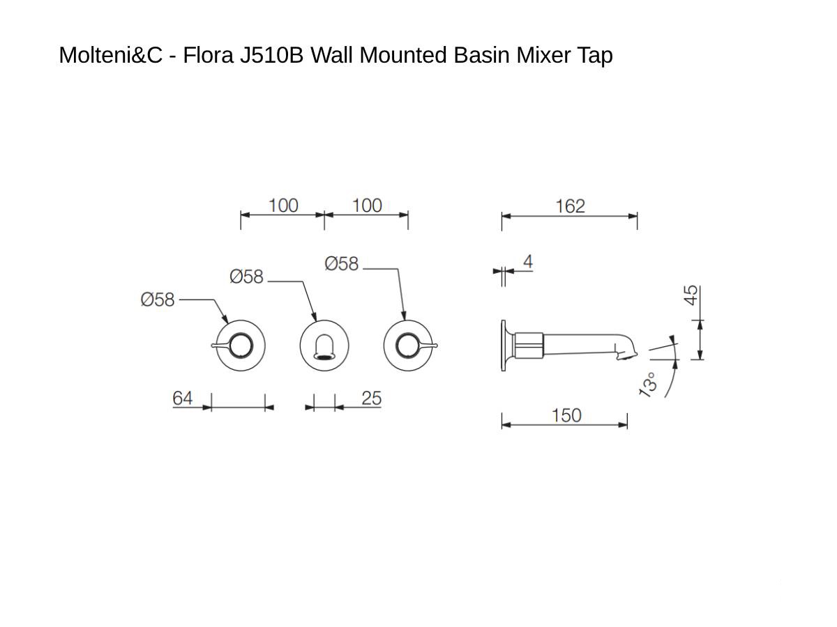 Molteni C Flora J510b Wall Mounted Basin Mixer Tap