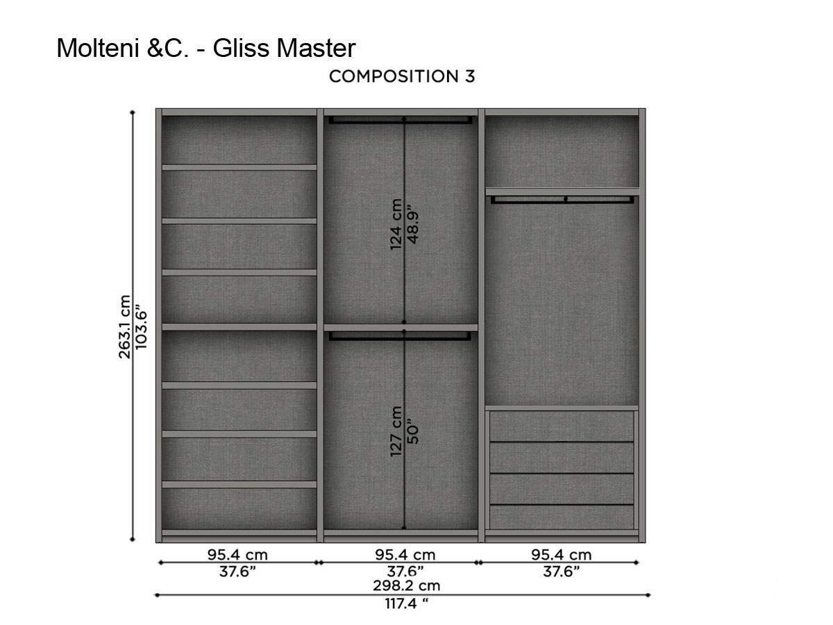 Molteni C Gliss Master Grip Wardrobe 2982 Cm
